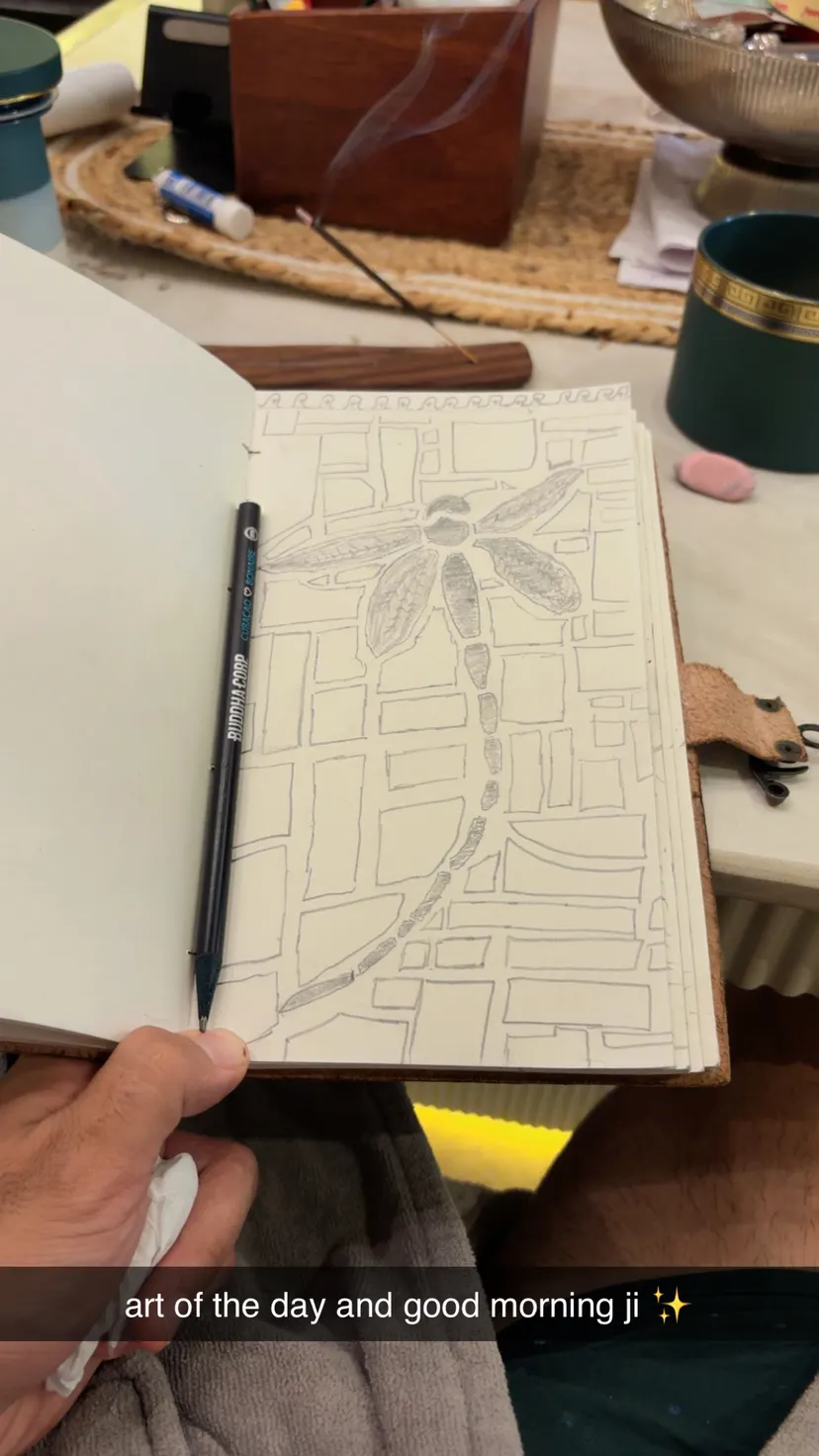 Pencil drawing of a dragonfly